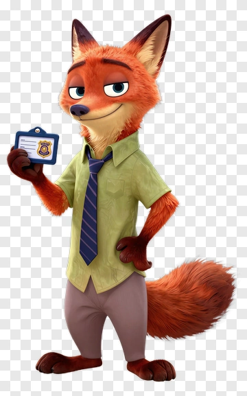 Fox Police Officer Holding Badge PNG