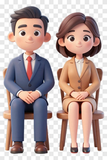 Cartoon Man And Woman In Business Attire PNG