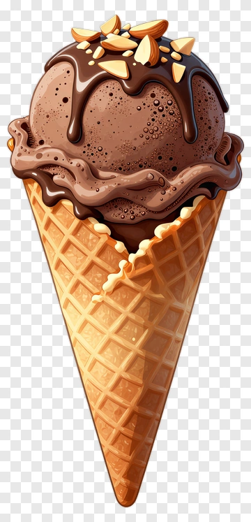 Chocolate Ice Cream In Waffle Cone PNG