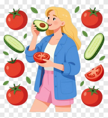 Woman Holding Fresh Vegetables PNG