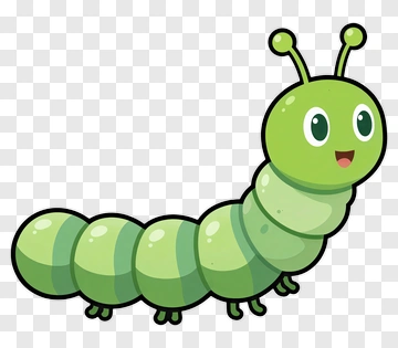 Cute Green Caterpillar PNG