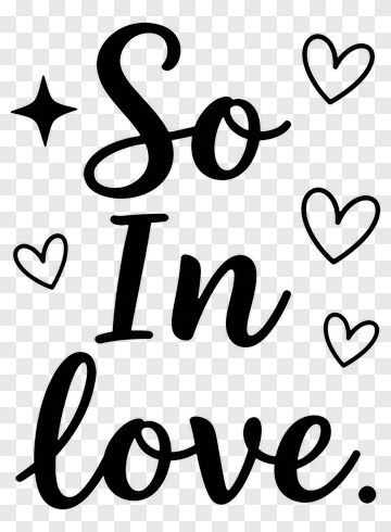 So In Love Phrase With Hearts And Star PNG
