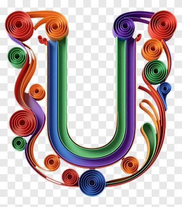 Colorful Quilled Letter U PNG