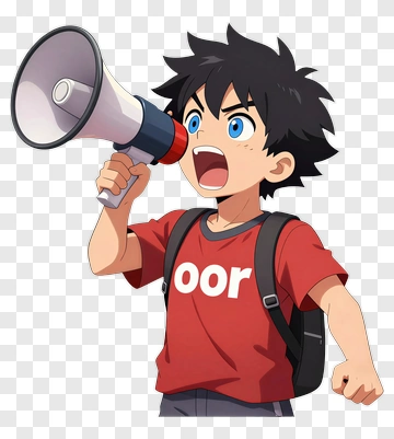 Boy Holding Megaphone PNG