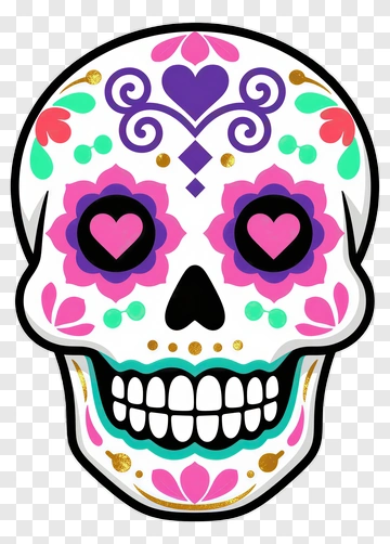 Sugar Skull With Floral Design PNG
