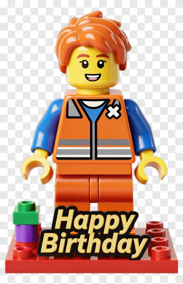LEGO Minifigure With Happy Birthday Sign PNG