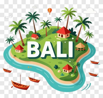 Bali Island With Palm Trees And Boats PNG
