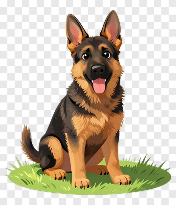Happy German Shepherd Dog Sitting PNG