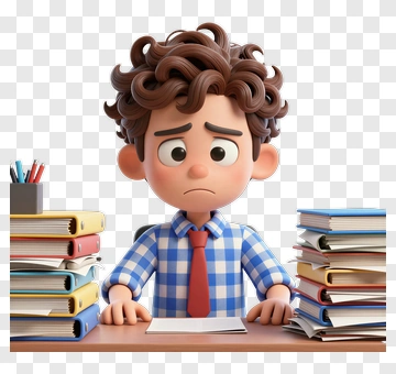 Curly-haired Boy At Desk PNG
