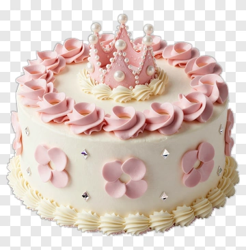 Pink Crown Cake With Floral Decor PNG