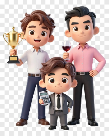 Three Men Celebrating Success PNG