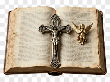 Angel Pendant On Open Book PNG