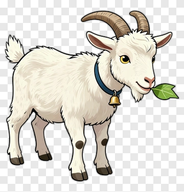 Friendly Goat With Bell And Leaf PNG