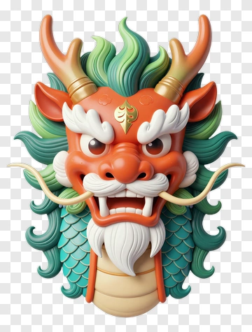 Ornate Dragon Head With Scales And Whiskers PNG