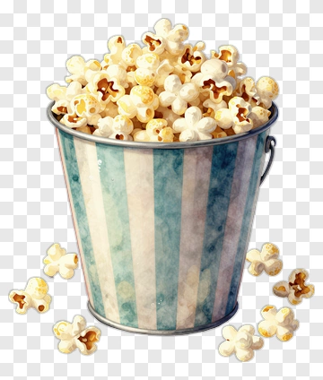 Popcorn In A Striped Bucket PNG