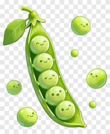 Cute Pea Pod With Smiling Peas PNG