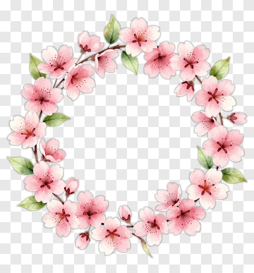 Cherry Blossom Wreath Design PNG