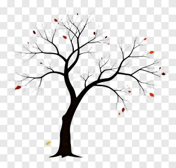 Silhouette Tree With Falling Leaves PNG