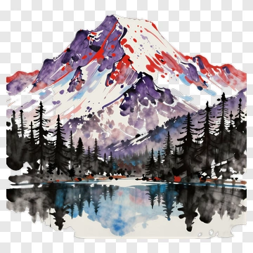 Mountain Forest Lake Scene PNG