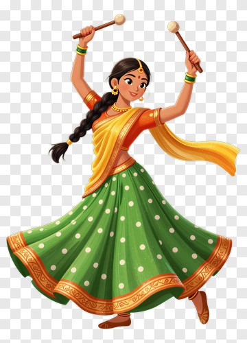 Girl Dancing In Traditional Indian Attire PNG