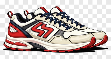 Running Shoe With Red White And Black Design PNG