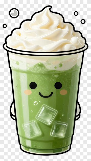 Matcha Drink With Whipped Cream PNG