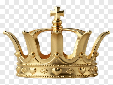 Golden Crown With Cross And Hearts PNG
