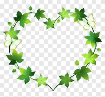 Heart Shaped Vine With Butterflies PNG