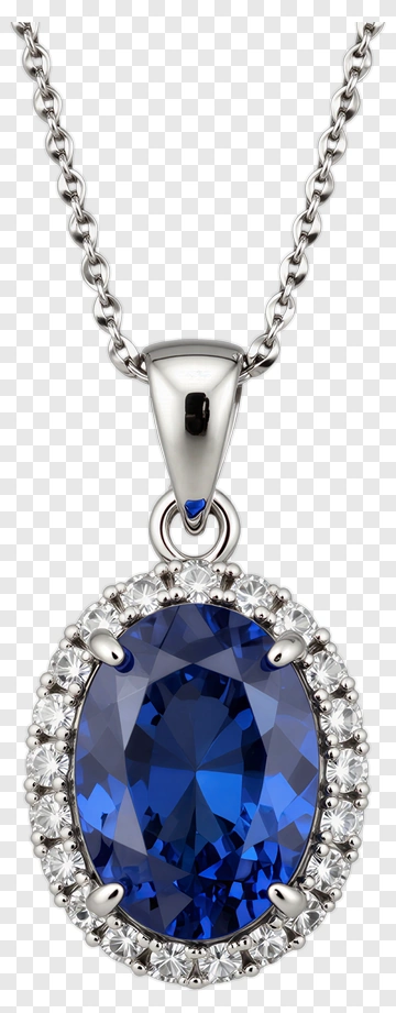 Sapphire Pendant With Diamond Halo PNG