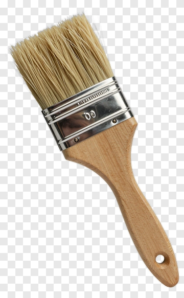 Paintbrush With Natural Bristles And Wooden Handle PNG