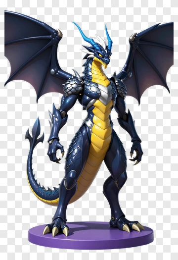 Blue And Yellow Dragon Figurine PNG