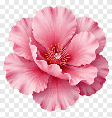 Pink Flower With Center Droplet PNG