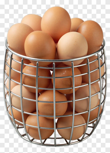 Brown Eggs In Wire Basket PNG