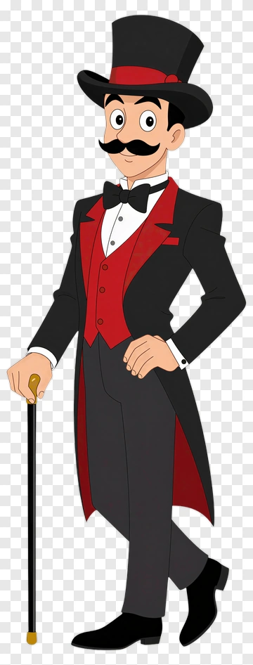 Cartoon Butler In Formal Attire PNG