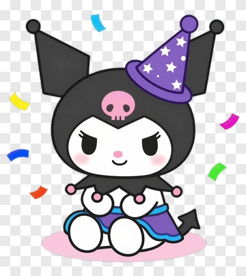 Kuromi In A Party Hat PNG