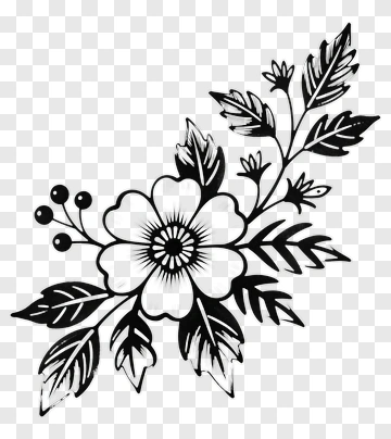 Black And White Floral Arrangement PNG