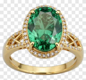 Emerald And Diamond Gold Ring PNG