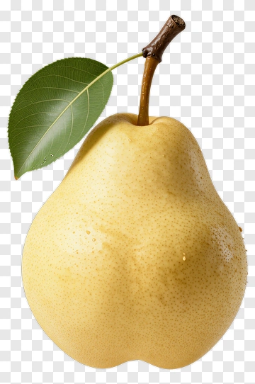 Yellow Pear With Leaf And Stem PNG
