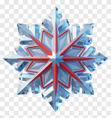 Crystal Snowflake With Red Accents PNG