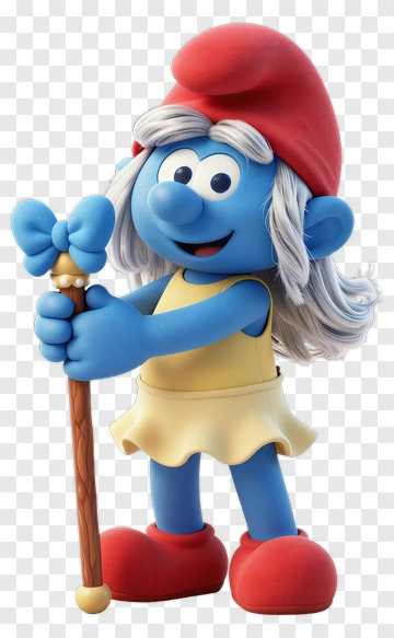 Smurfess With Walking Stick And Bow PNG