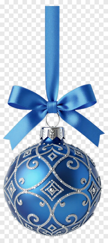 Blue Christmas Ornament With Silver Design PNG