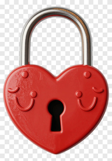 Red Heart Padlock With Smile PNG