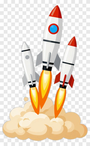 Three Rockets Launching Into Space PNG
