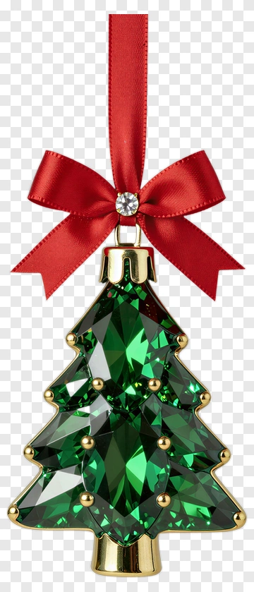 Christmas Tree Ornament With Red Ribbon PNG