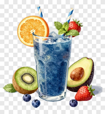 Blue Smoothie With Fresh Fruits PNG