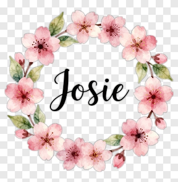 Josie With Cherry Blossom Wreath PNG