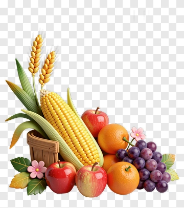 Fruit And Grain Harvest Arrangement PNG