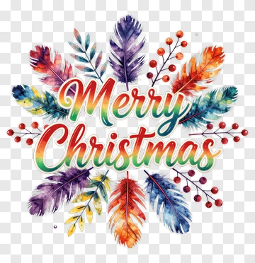 Merry Christmas Watercolor Design PNG