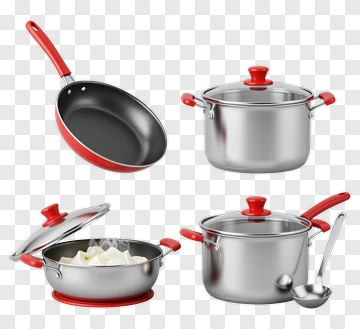 Red And Silver Cookware Set PNG