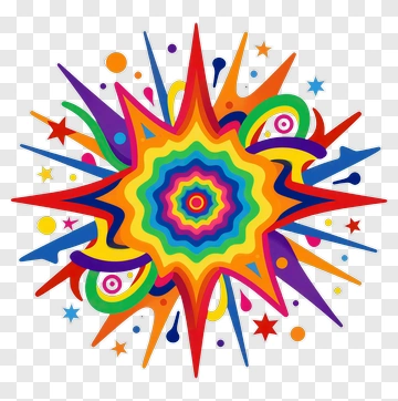 Colorful Radial Explosion Design PNG